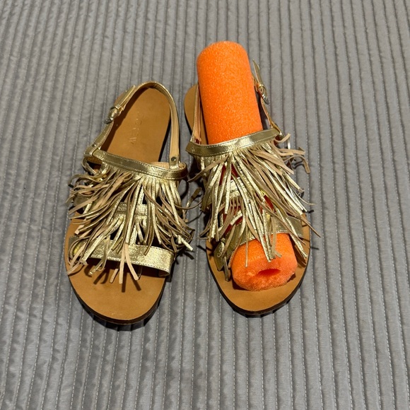 J. Crew Kids Gold Fringe Sandals - Picture 1 of 5